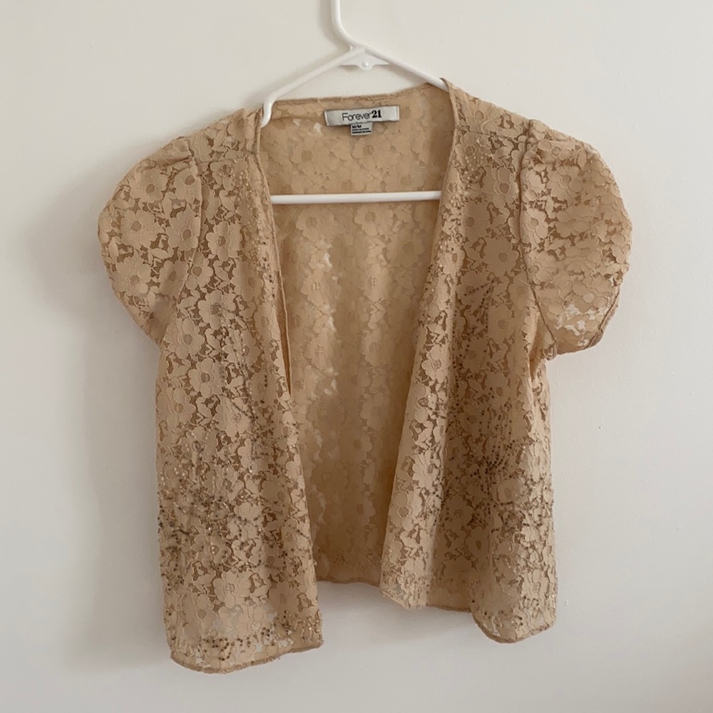 Beaded Cap Sleeve crop shirt